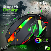 FRONTECH Dragon Warrior Gaming 4 in 1 Gaming Combo Set of Gaming Keyboard with RGB LED Backlit, Mouse with 1200 DPI, Mousepad and Premium Gaming Headphone, (KB-0038P, Black) Share Tweet