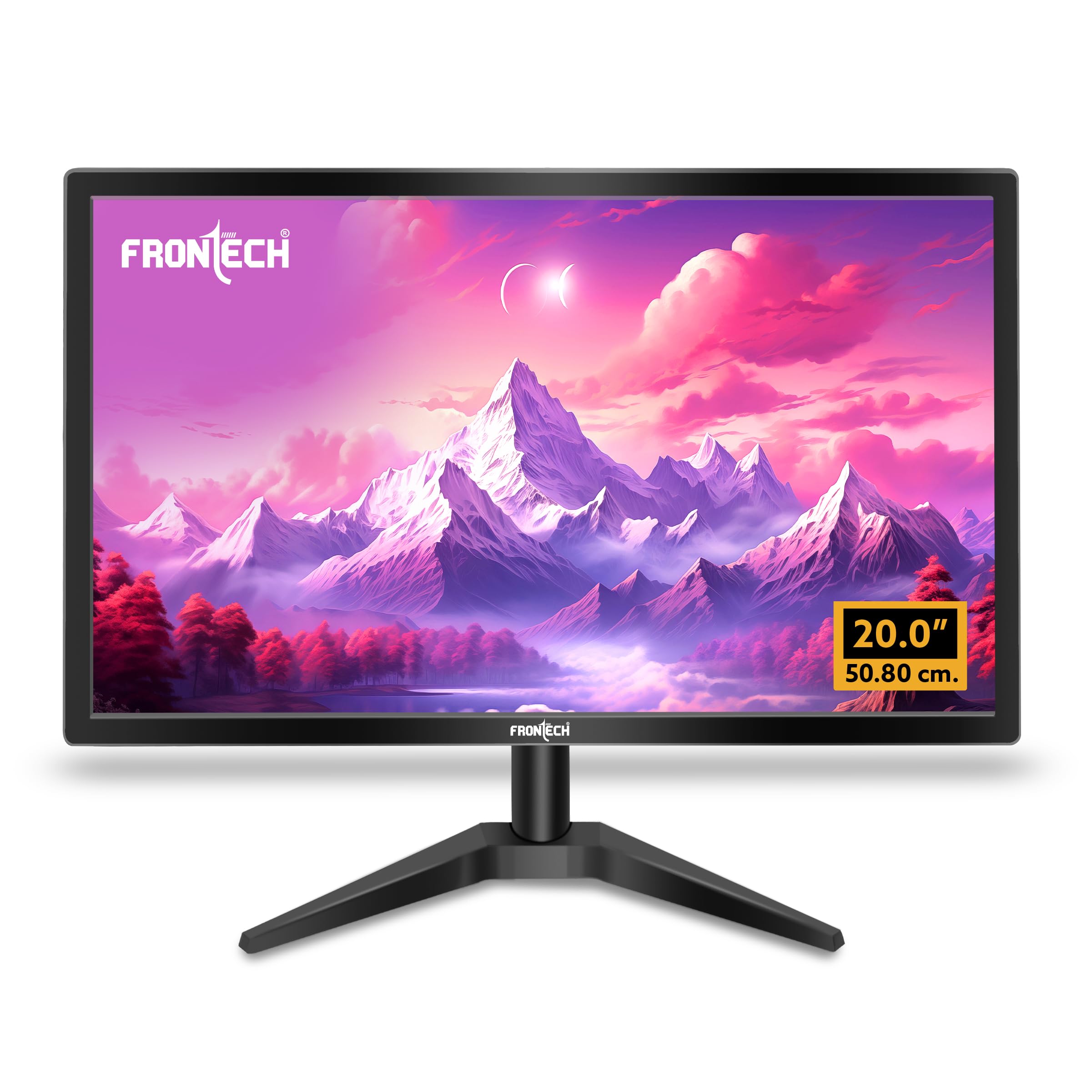 FRONTECH 20 Inch HD LED Monitor | Refresh Rate 60 Hz, 1600 x 900 Pixels | Wall Mountable Slim & Stylish Design with 16.7M Colors | HDMI & VGA Ports,
