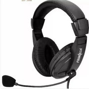 Frontech HF-3448 Wired Multimedia Headphones with Dual Jack & Microphone (Black, On the Ear)