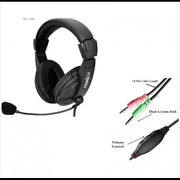 Frontech HF-3448 Wired Multimedia Headphones with Dual Jack & Microphone (Black, On the Ear)