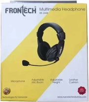 Frontech HF-3448 Wired Multimedia Headphones with Dual Jack & Microphone (Black, On the Ear)